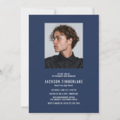 Invitation Parti de graduation photo bleu de la Marine modern (Dos)