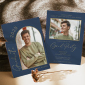 Invitation Parti de graduation photo bleu de la Marine modern