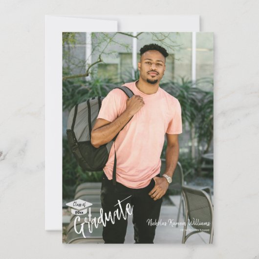 Invitation Parti de graduation photo minimal QR Code moderne (Dos)