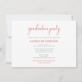Invitation Parti de graduation photo simple en rouge et blanc (Dos)