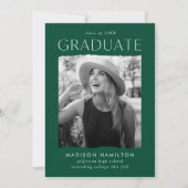 Invitation Parti de graduation photo verte de bord moderne (Devant)