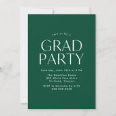 Invitation Parti de graduation photo verte de bord moderne (Dos)