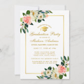 Invitation Parti de graduation rose Tropical Floral Invitatio (Devant)