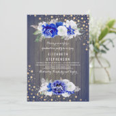 Invitation Parti de graduation Rustique Floral de la Marine (Debout devant)