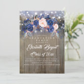 Invitation Parti de graduation Rustique Floral de la Marine (Debout devant)