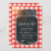 Invitation Parti de Graduation Unique Rustic Country Mason Ja (Devant / Derrière)