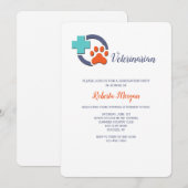 Invitation Parti de graduation vétérinaire croix et paw (Devant / Derrière)