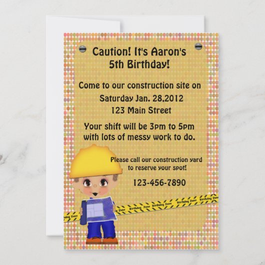 Invitation Parti de la construction (Dos)