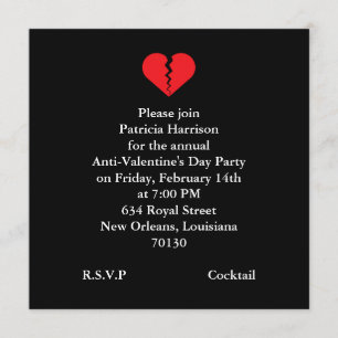 Invitation Parti de la fête anti-Valentines