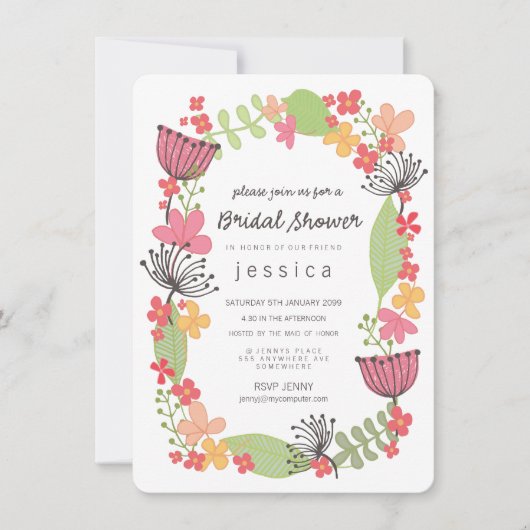 Invitation Parti de la Fête des mariées de la frontière flora (Devant)