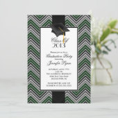 Invitation Parti de la fin de l'épreuve Modern Green Chevron (Debout devant)
