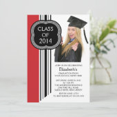 Invitation Parti de la graduation de la photo rouge blanche m (Debout devant)