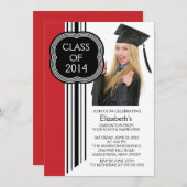Invitation Parti de la graduation de la photo rouge blanche m (Devant / Derrière)