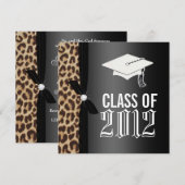 Invitation Parti de la graduation de Leopard Black (Devant / Derrière)