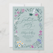 Invitation Parti de la graduation Fleur sauvage verte (Devant)