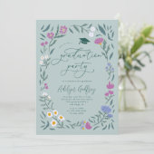 Invitation Parti de la graduation Fleur sauvage verte (Debout devant)