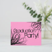 Invitation Parti de la graduation rose et noire (Debout devant)