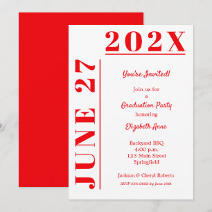 Invitation Parti de la graduation rouge et blanche