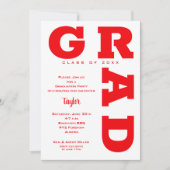 Invitation Parti de la graduation rouge et blanche (Devant)