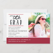 Invitation Parti de la graduation rouge et blanche (Devant)