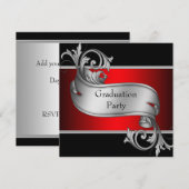 Invitation Parti de la graduation rouge et noire (Devant / Derrière)