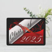 Invitation Parti de la graduation rouge et noire (Debout devant)