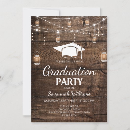 Invitation Parti de la graduation rustique (Devant)