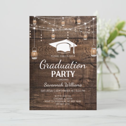 Invitation Parti de la graduation rustique (Debout devant)