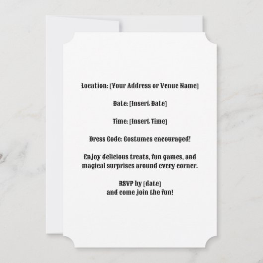 Invitation Parti de la Maison hantée Spooktacular (Dos)