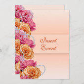 Invitation Parti de la pêche à la pêche rose (Devant / Derrière)