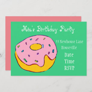 Invitation Parti de la petite fille de donut rose