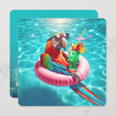 Invitation Parti de la piscine de perroquets de Macaw (Devant / Derrière)