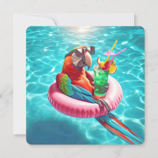 Invitation Parti de la piscine de perroquets de Macaw (Devant)