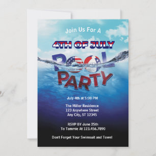Invitation Parti de la piscine du 4 juillet