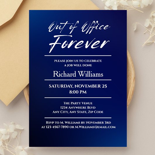 Invitation Parti de la retraite à thème bleu moderne