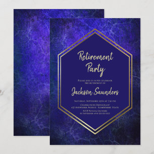 Invitation Parti de la retraite bleu et or de la Marine