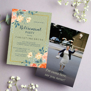 Invitation Parti de la retraite de l'aquarelle florale rustiq