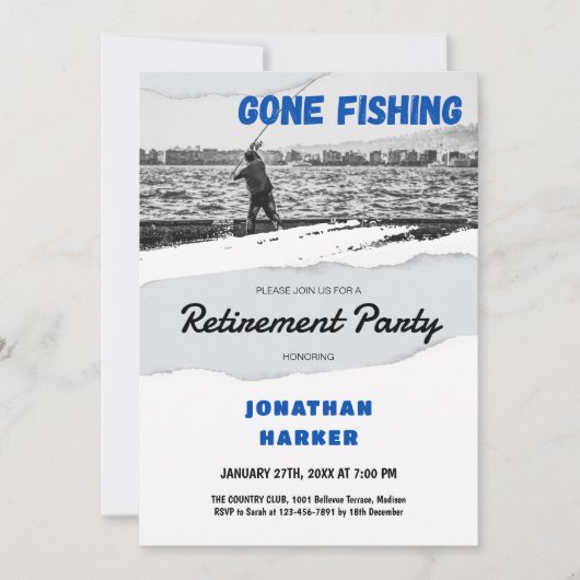 Invitation Parti de la retraite de pêche simple (Devant)