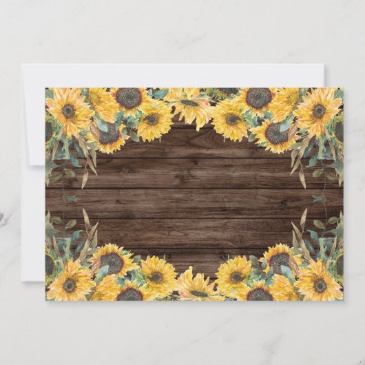 Invitation Parti de la retraite de tournesol en bois rustique (Dos)