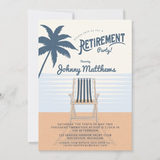 Invitation Parti de la retraite des chaises de plage (Devant)