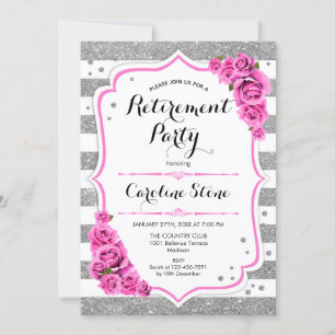 Invitation Parti de la retraite - Des roses roses blanches d'