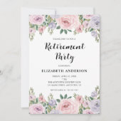 Invitation Parti de la retraite élégante Pastel Roses & verdu (Devant)