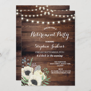 Invitation Parti de la retraite Floral d'anémones de bois rus