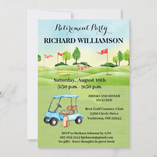 Invitation Parti de la retraite Golf (Devant)