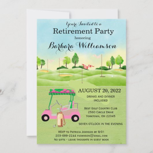 Invitation Parti de la retraite Golf (Devant)