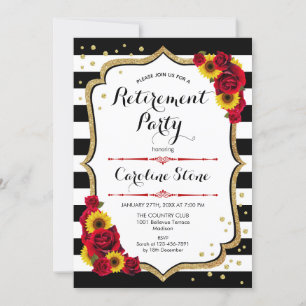 Invitation Parti de la retraite - Roses de tournesols