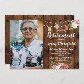 Invitation Parti de la retraite Rustic Jars Floral (Devant / Derrière)