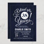 Invitation Parti de la retraite - Rustic Navy Bois Blanc (Devant / Derrière)