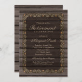 Invitation Parti de la retraite rustique (Devant / Derrière)