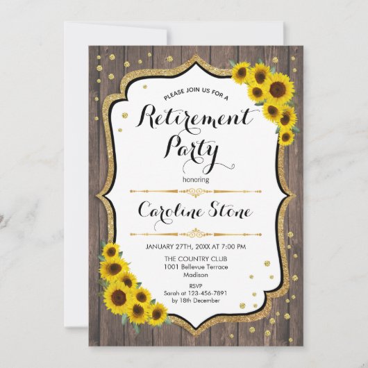 Invitation Parti de la retraite - Sunflower Wood (Devant)
